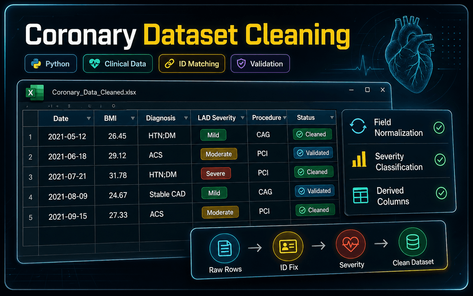 Coronary Angiogram Dataset Cleaning