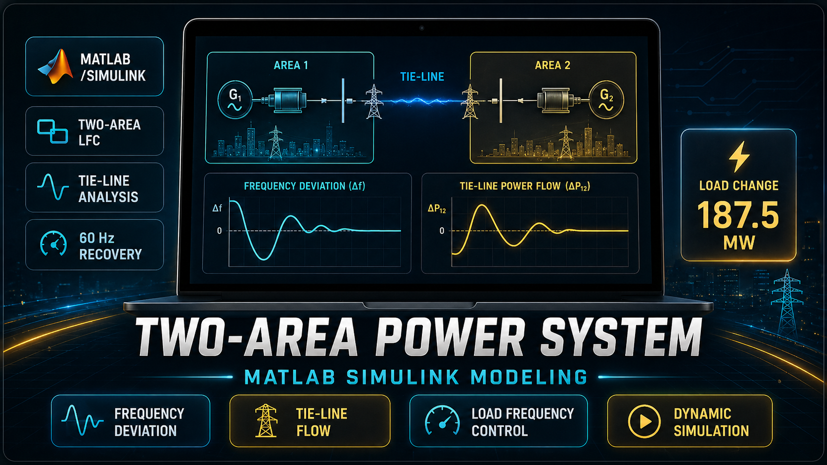 Two-Area Power System MATLAB Simulink project evidence visual